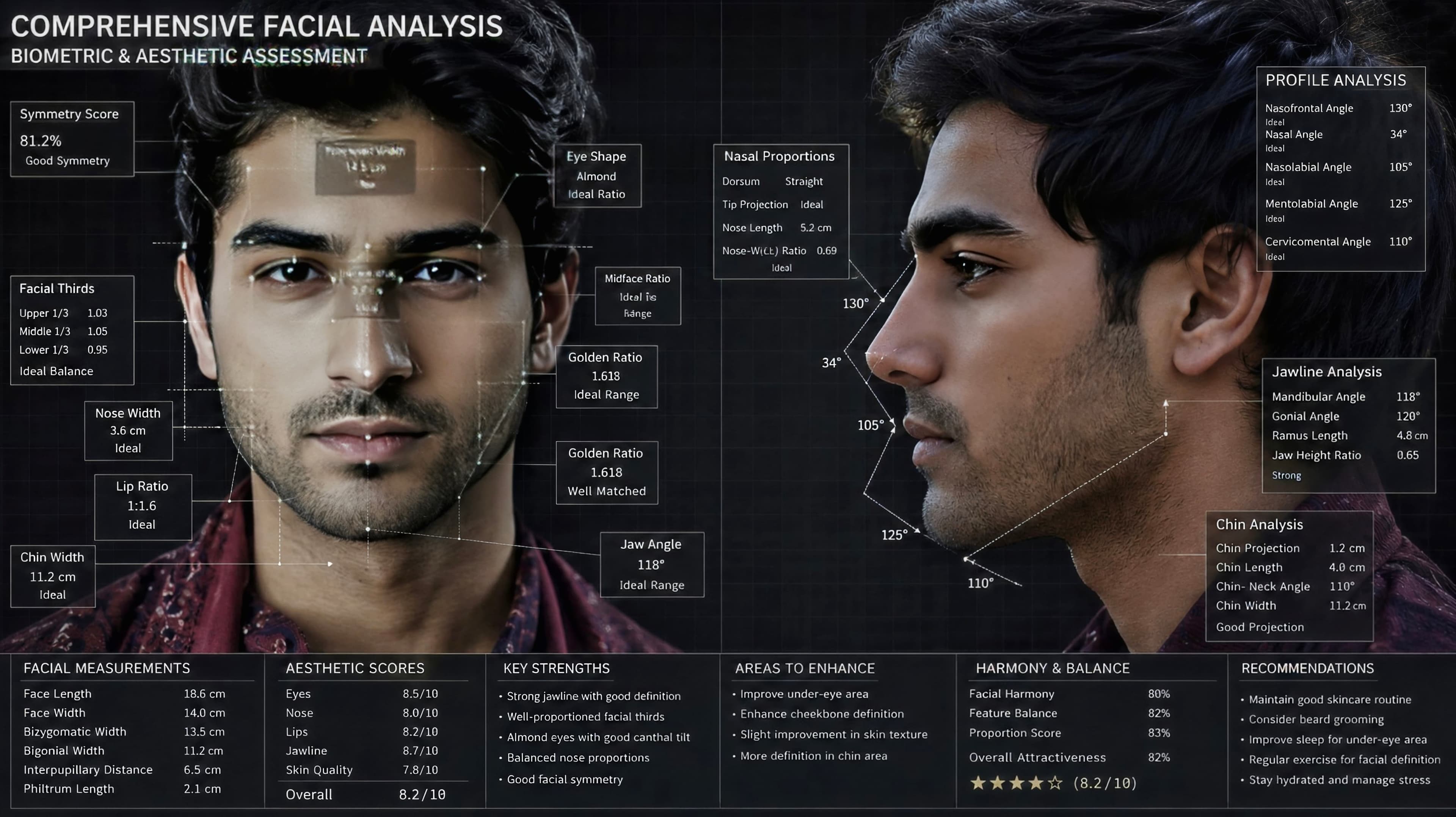 Facial analysis and symmetry mapping